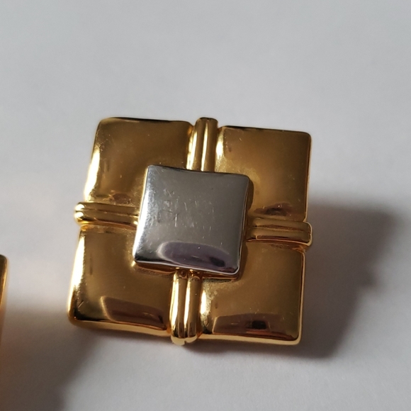 Vintage Square Gold and Silver Tone Clip ons - Picture 3 of 6